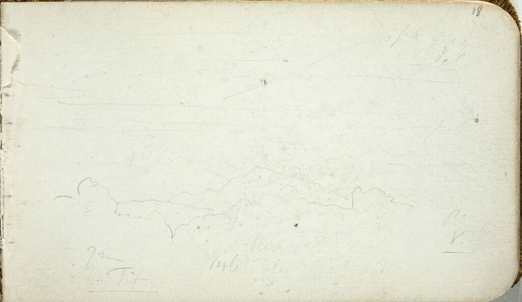 Faint Sketch Of A Landscape; Verso: Sketches Of Figures Carrying Baskets On Their Backs