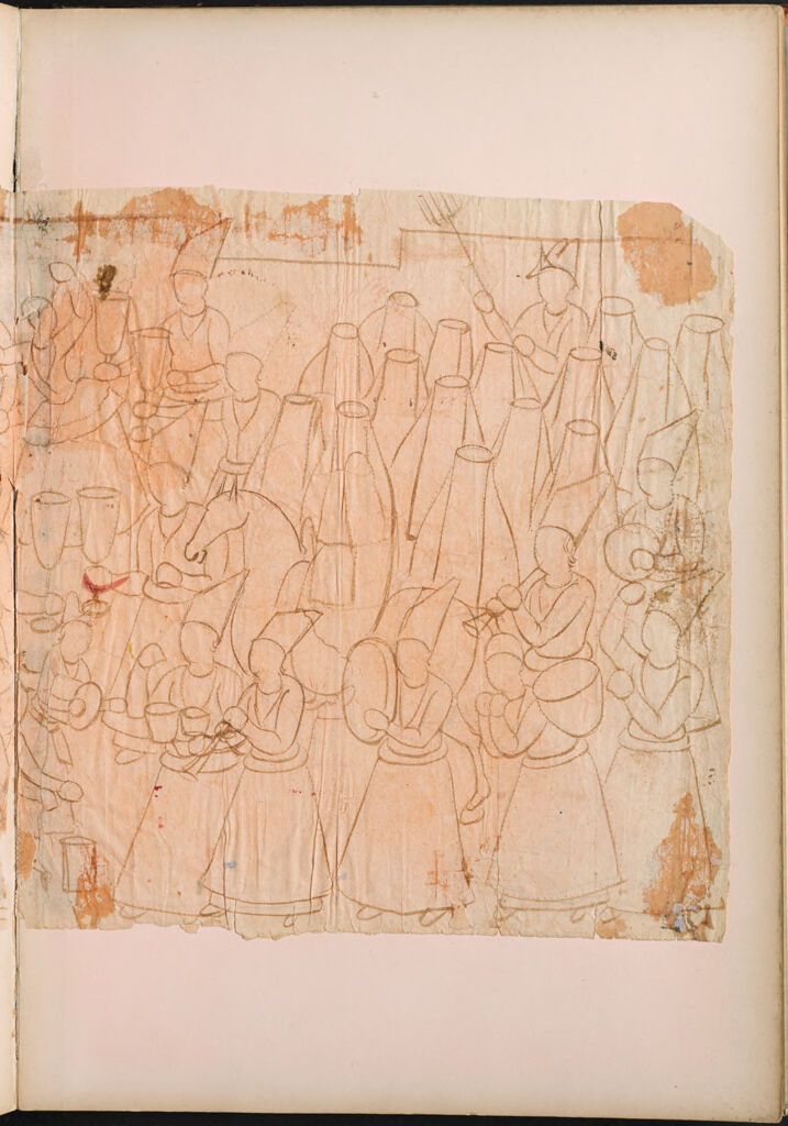 Folio 31 From An Album Of Drawings And Paintings: Women Feasting (Recto); Wedding Procession (Right Half) (Verso)