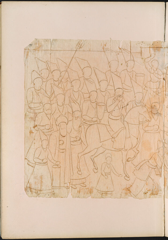 Folio 32 From An Album Of Drawings And Paintings: Wedding Procession (Left Half) (Recto); Blank Page (Verso)
