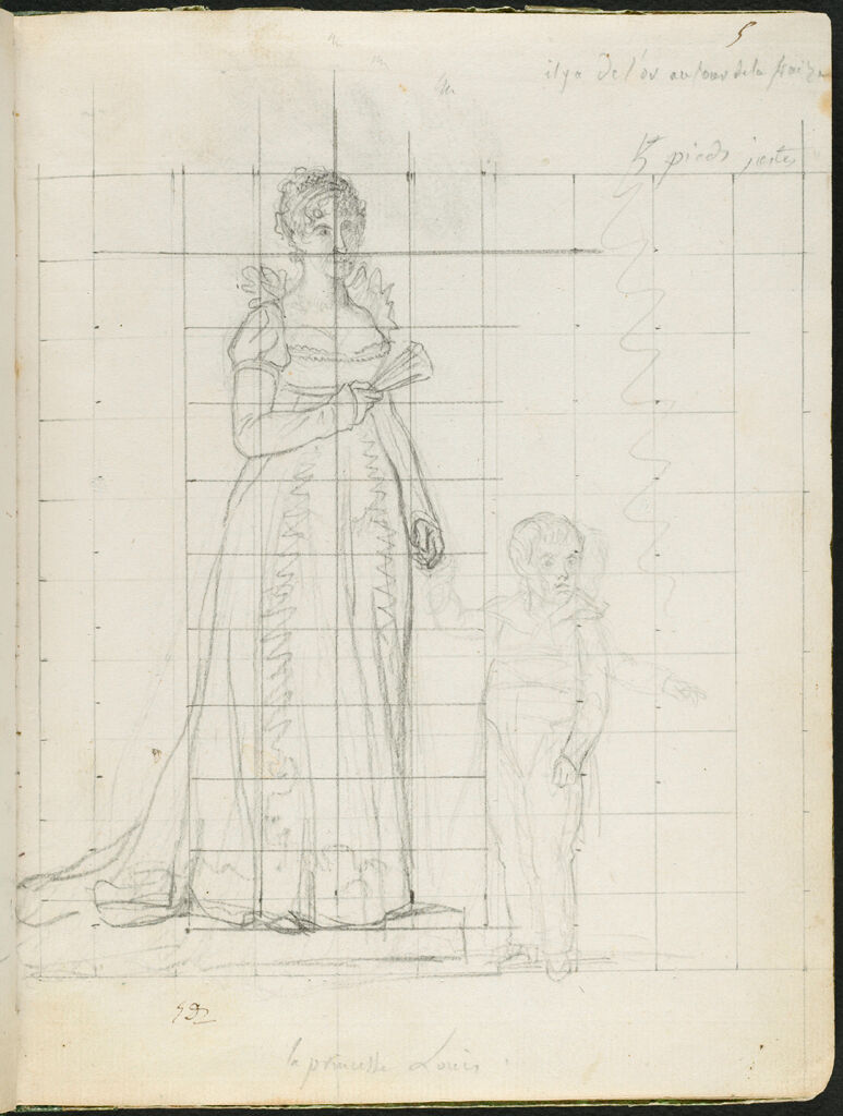 Hortense De Beauharnais, The Princess Louis, Holding The Hand Of Her Son, Prince Napoleon-Charles; Verso: Faint Sketch Of A Head