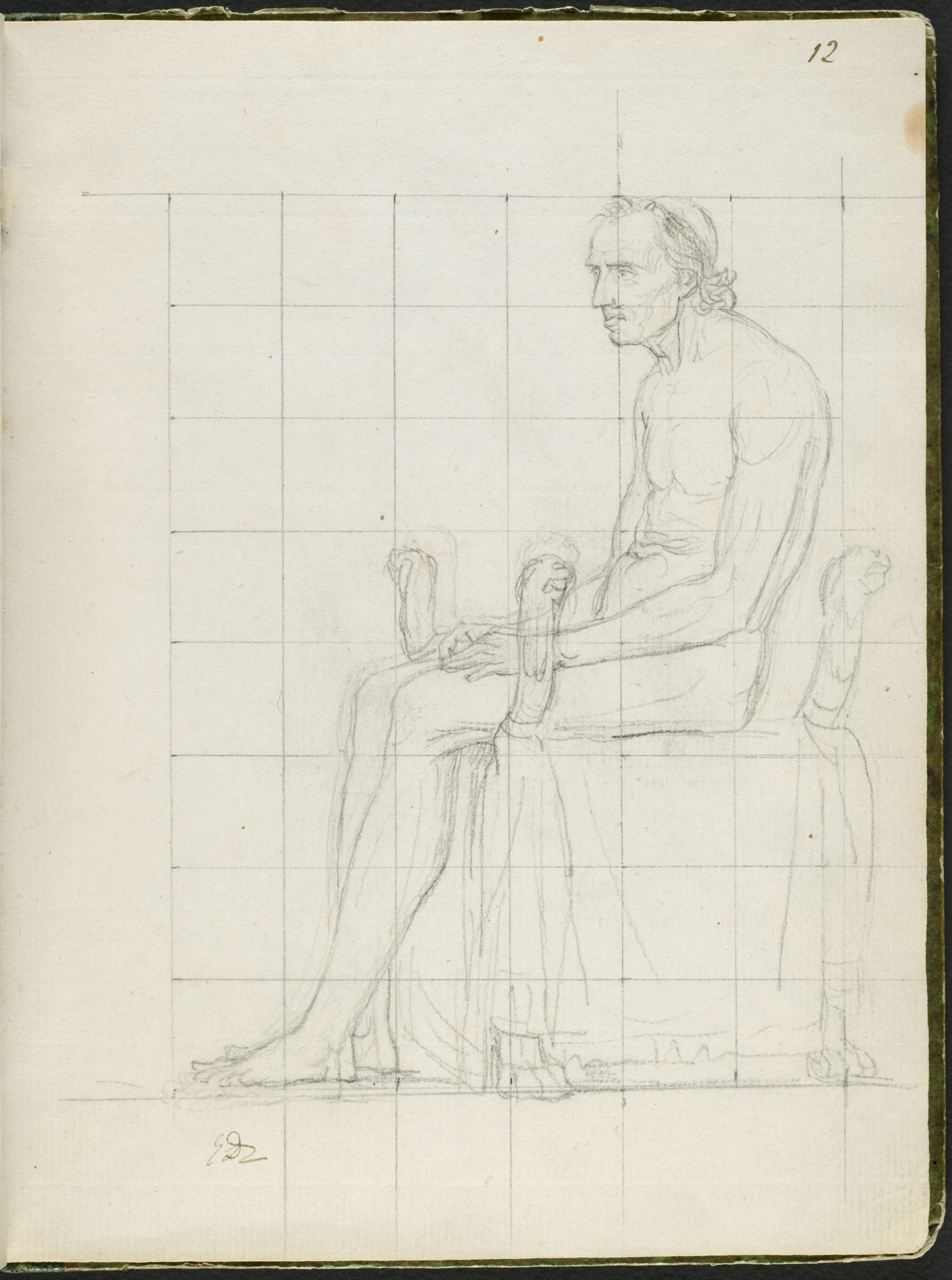 Nude Study Of Pope Pius Vii Seated; Verso: Faint Sketch Of A Man's Head