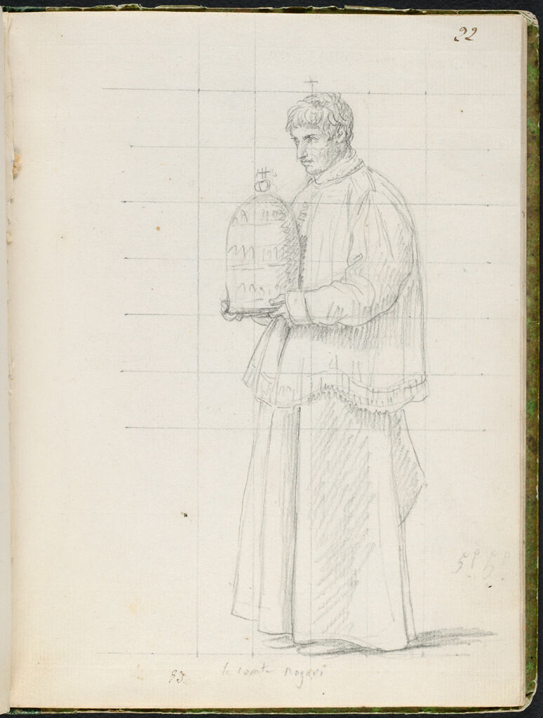 Count Rogari Holding The Papal Tiara; Verso: Blank Page