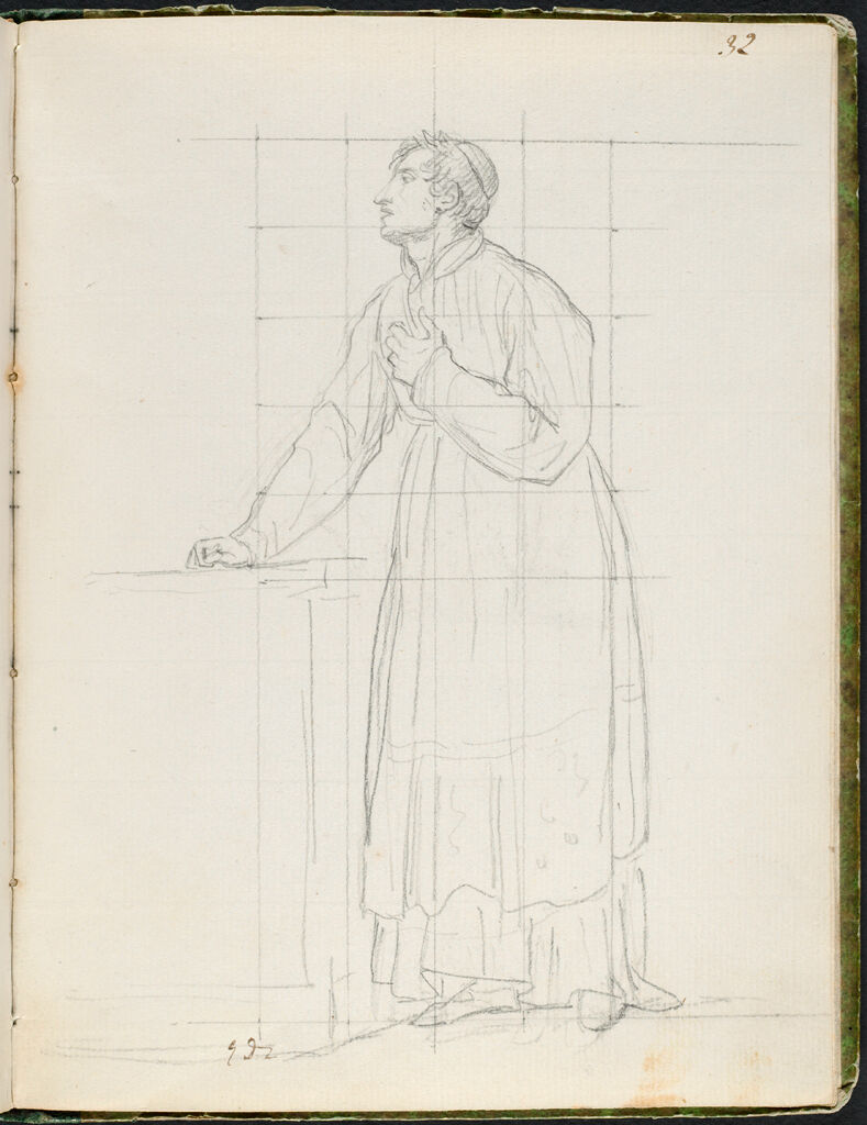 A Cleric Holding His Hand To His Breast; Verso: Blank Page