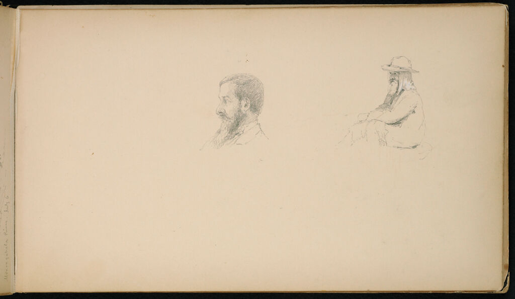Two Male Portrait Sketches; Verso: Two Landscapes