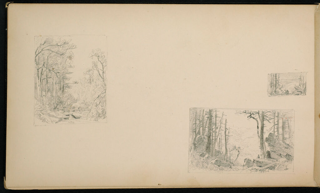 Blank Page; Verso: Three Small Landscapes (Kauterskill Clove?)