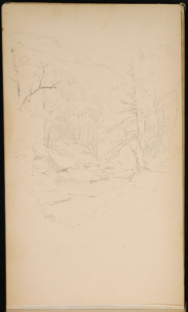 Blank Page; Verso: Landscape With Rocky Stream