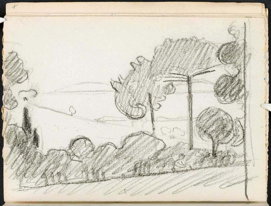 Sketch Of A Bay With Trees; Verso: Blank Page