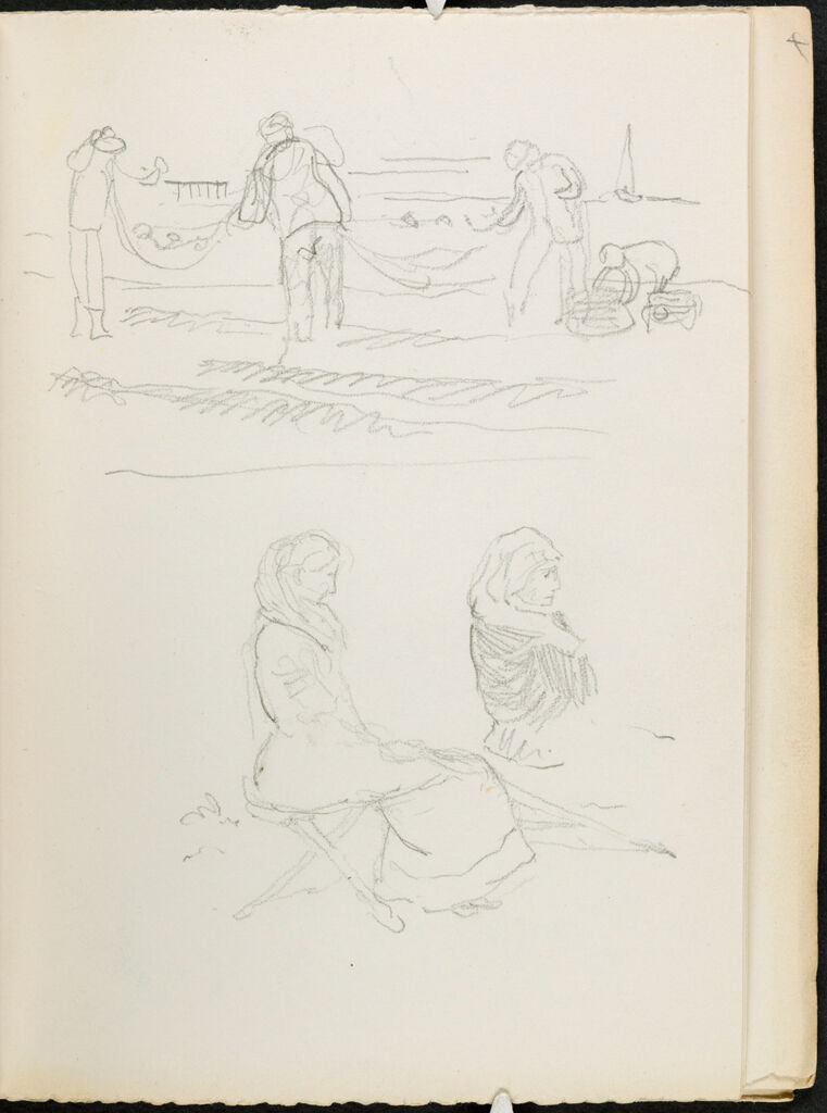 Sketches Of Figures At The Beach; Verso: Blank Page
