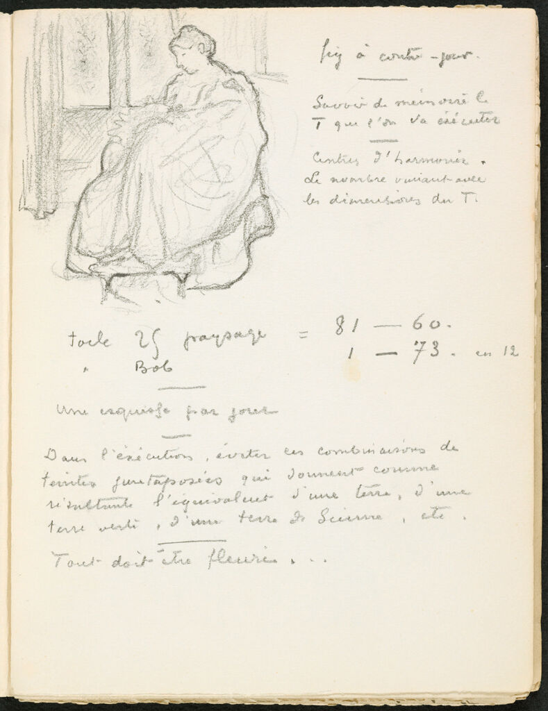 Sketch Of A Woman Seated At A Window; Inscription; Verso: Blank Page