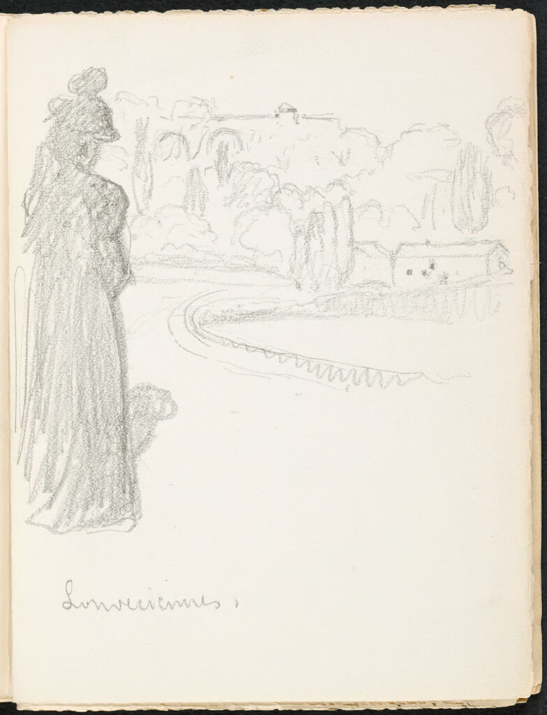 Sketch Of A Woman In A Park; Verso: Blank Page