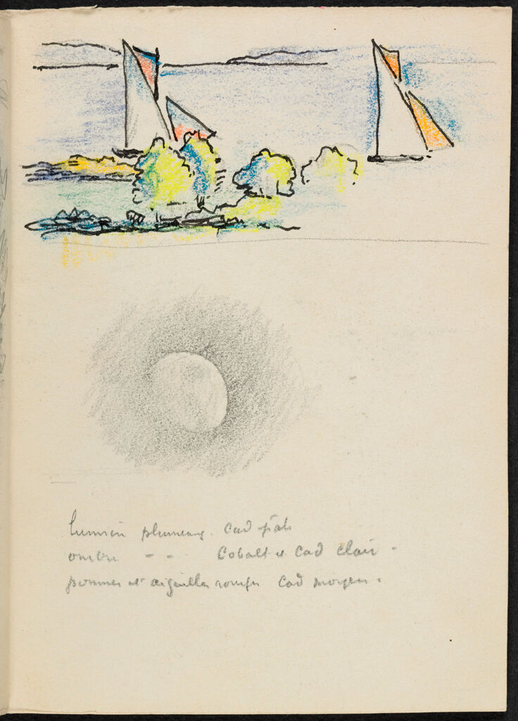 A Bay With Sailing Boats, A Sketch Of The Moon; Verso: Blank Page
