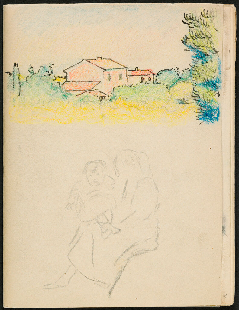Houses And Figure Study; Verso: Blank Page