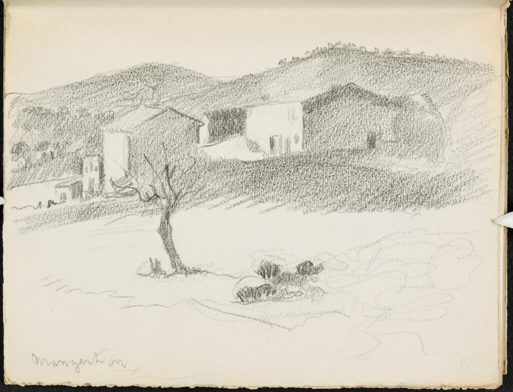 Landscape With Houses; Verso: Blank Page