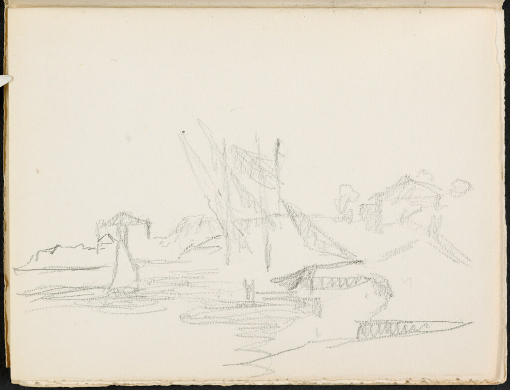 Blank Page; Verso: Sketch Of A Harbor