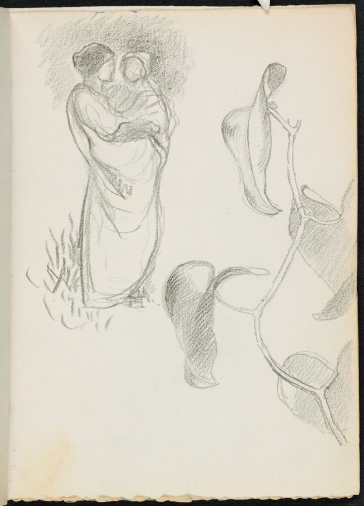 Woman With A Child And Study Of Leaves; Verso: Blank Page