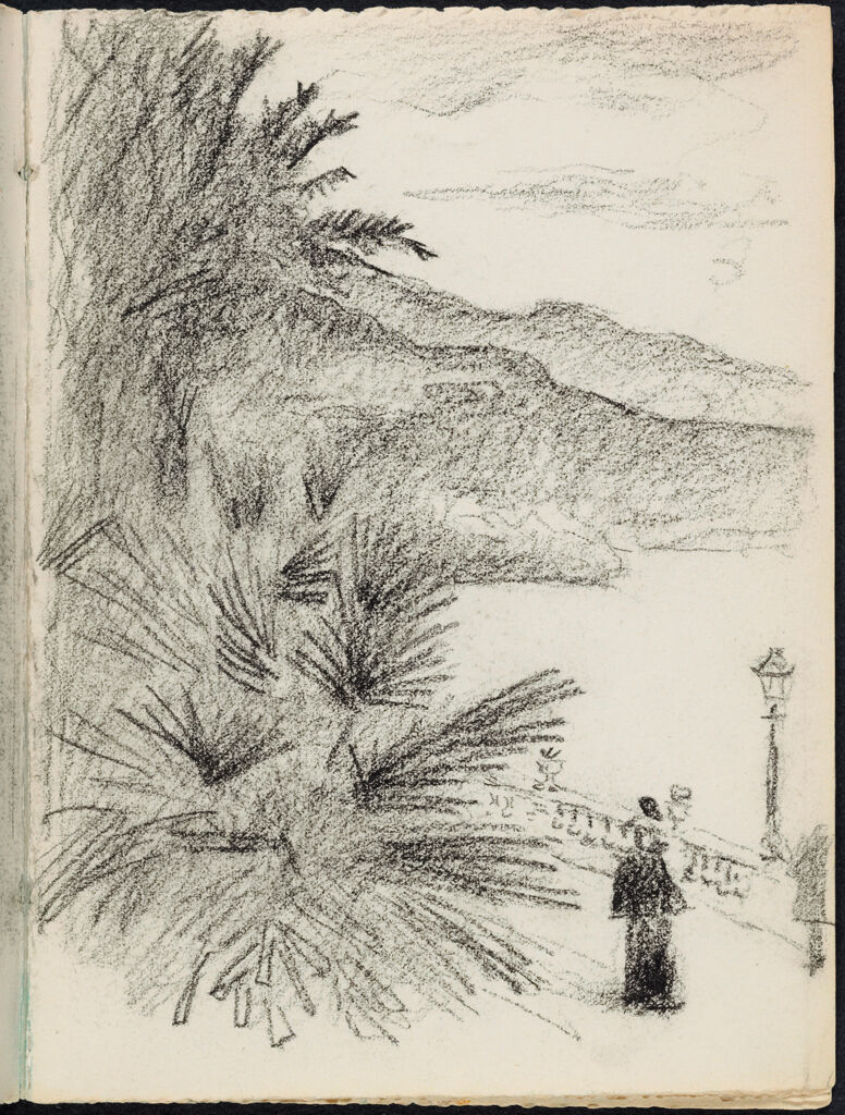 Mediterranean Landscape With A Promenade; Verso: Blank Page