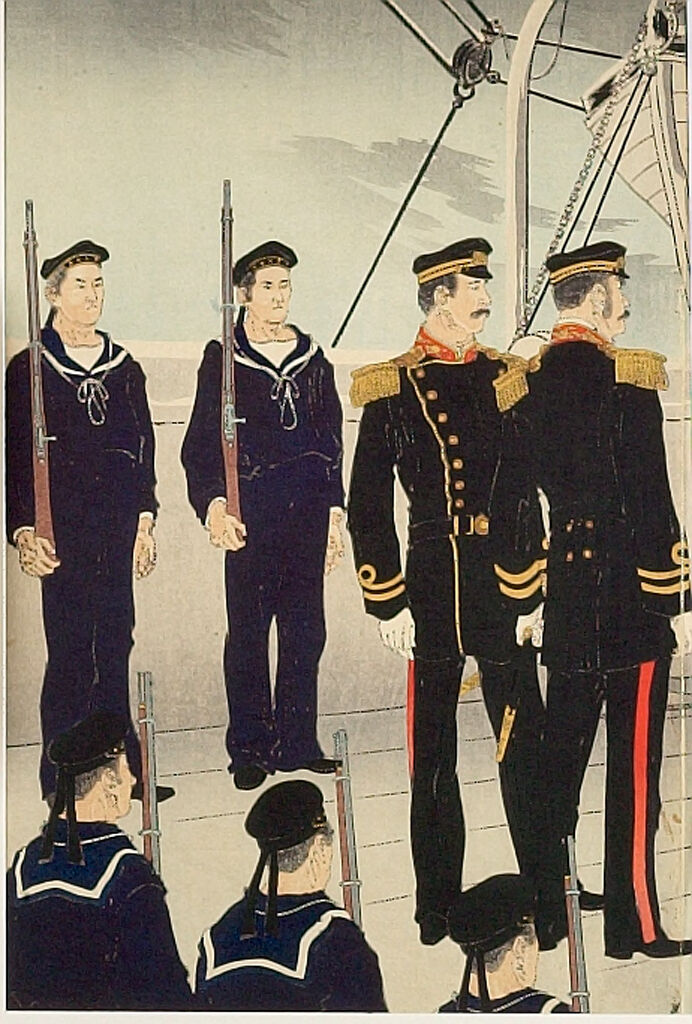 Surrender Of Admiral Ding Ruchang Of The Northern (Chinese) Fleet At The Fall Of Weihaiwei (Ikaiei Kanraku Hokuyōkantai Teitoku Teijoshō Kofukuzu)