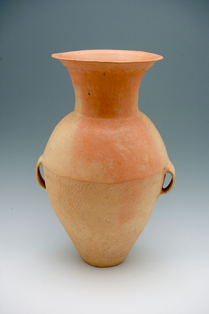 Amphora With Flaring Mouth And Two Lug Handles And With Cord-Marked Decor