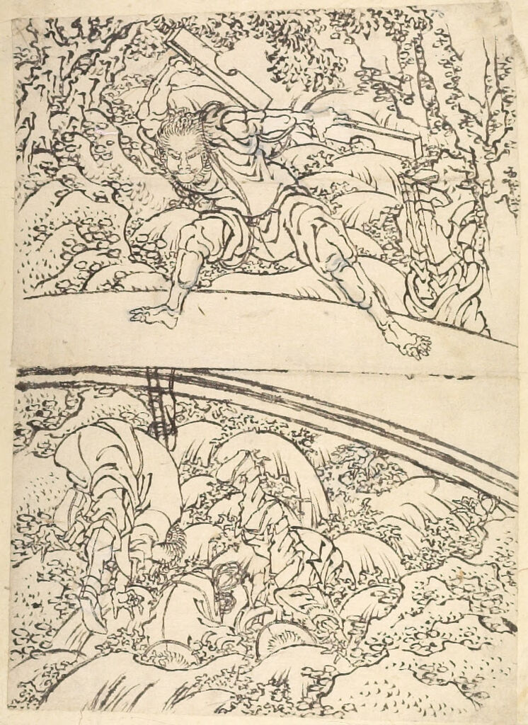The Hero Breaks His Bonds, From A Series Of Illustrations From The Water Margin (Shui Hu Chuan)