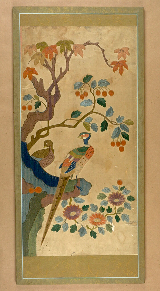 Fabric With Flowers And Birds