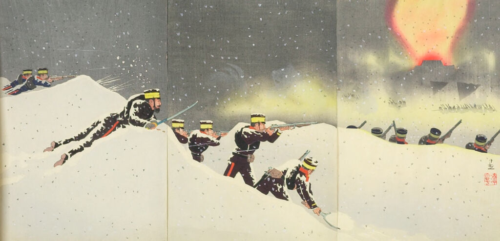 Triptych: Hyaku-Shaku Gaisho Kōgeki No Zu