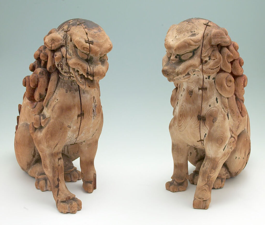 Pair Of Sculptures: Shinto Lion-Dogs (Koma Inu)