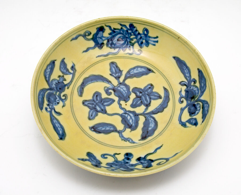 Circular Dish With Decoration Of Flowering And Fruiting Branches