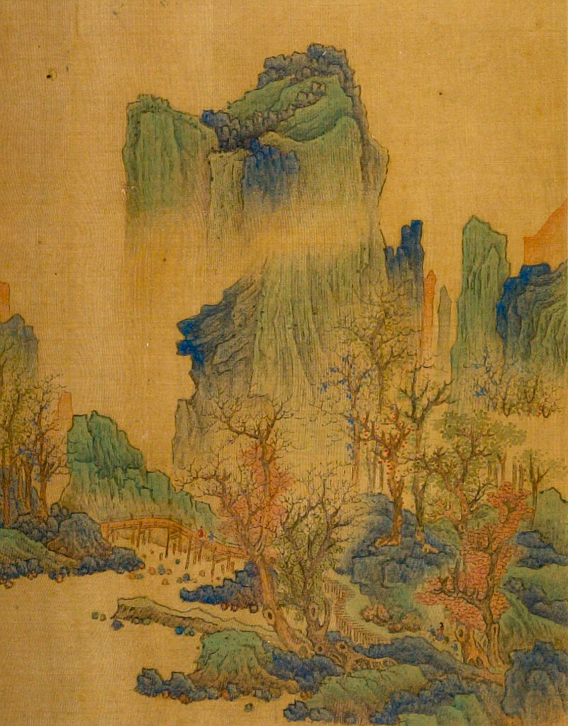 Mountain Landscape With Figures Crossing Bridge,  From Album Of Paintings