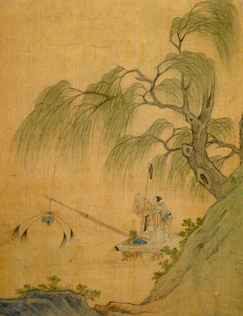 Two Figures Fishing Under Willow Tree, From Album Of Paintings