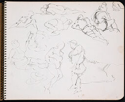 Studies Of Figures Reclining On Beach With Sailboat; Verso: Studies Of Figures Sitting On Beach