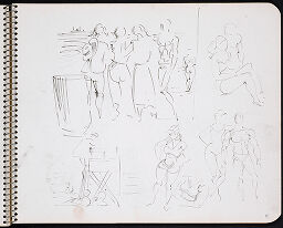 Figure Studies With Sketch Of Group Looking Out Over The Ocean; Verso: Figure Studies
