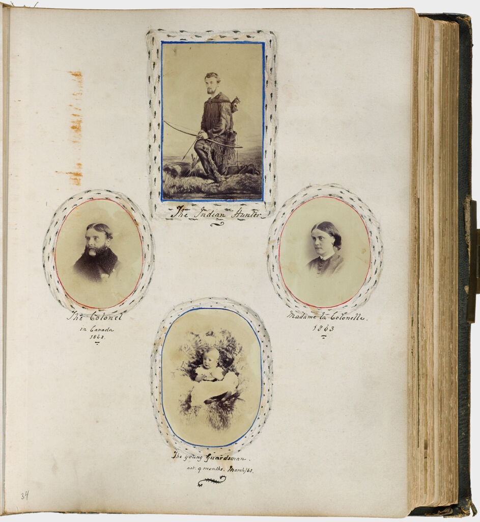 Untitled (Four Photographs, Clockwise From The Top Center, The Indian Hunter; Madame La Colonelle, 1863; The Young Guardsman At 9 Months. March/63; The Colonel In Canada. 1863)