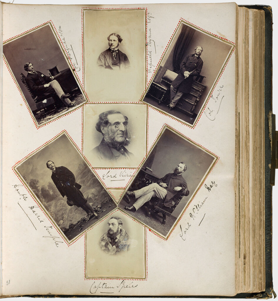 Untitled (Seven Photographs, Clockwise From Upper Left, Col. Farquharson; Reginald Thynne Esq.; Col. Tower; Lord William Hay; Captain Speirs; Honorable Harris Temple; Center, Lord Vivian)