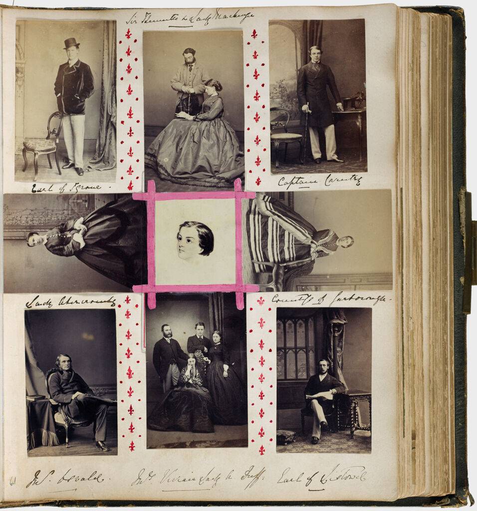 Untitled (Nine Photographs, Clockwise From Upper Left, Earl Of Tyrone; Sir ? And Lady Mackenzie; Captain Coventry; Countess Of Scarbrough; Earl Of Listowel; Miss Vivian An Lady A. Duff (With Two Unidentified Men); Mr. Oswald; Lady Abercromby; Center, Photograph Of Drawing Of Unidentified Sitter)