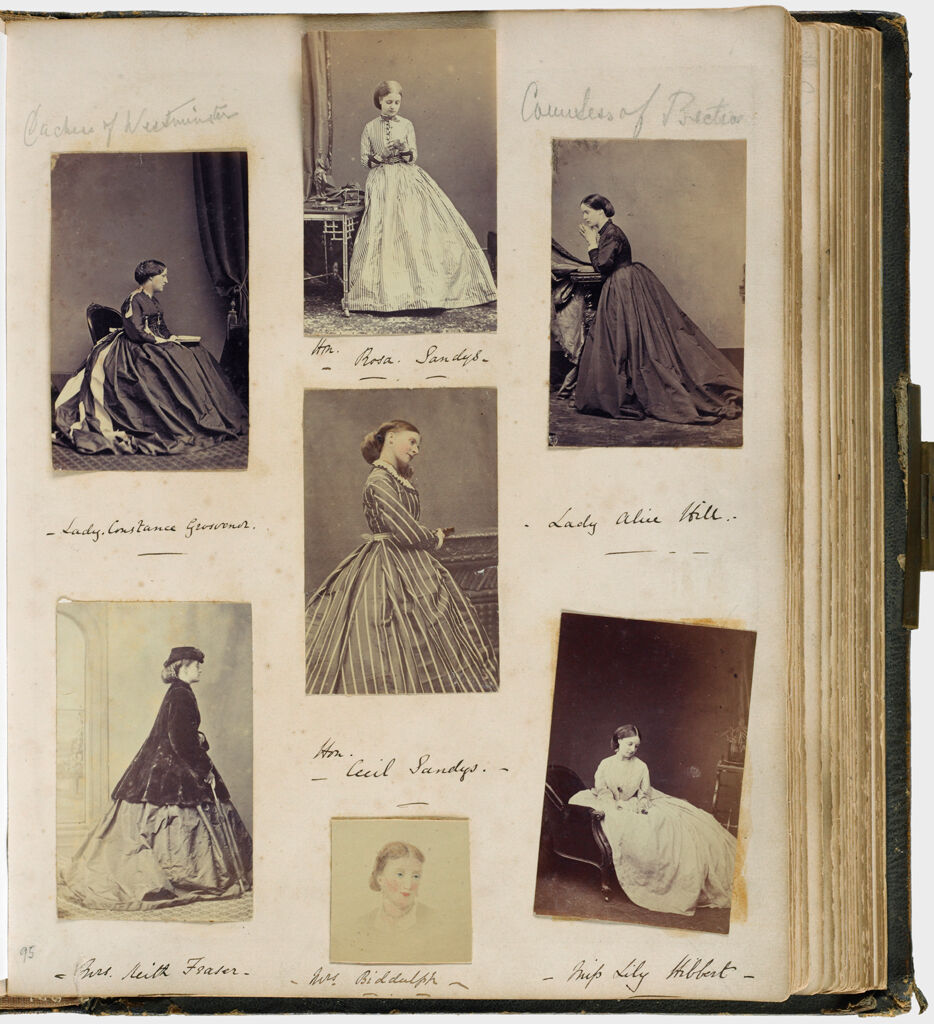 Untitled (Seven Photos, Clockwise From Upper Left, Lady Constance Grosvenor; Hon. Rosa Sandys; Lady Alice Hill; Miss Lily Hibbert; Mrs. Biddulph [Reproduction W/Highlighting]; Mrs. Keith Fraser, Center, Hon. Cecil Sandys; Verso: Graphite Inscript.)