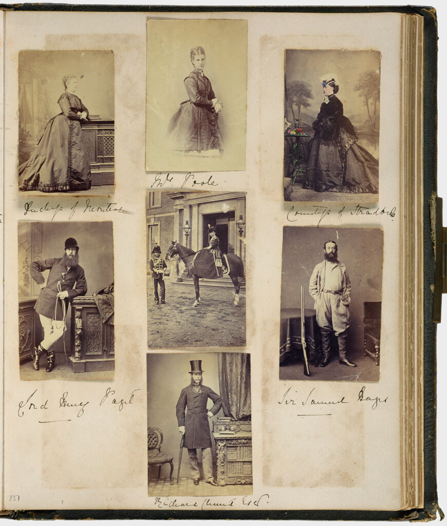 Untitled (Seven Photographs, Clockwise From Top Left, Duchess Of Montrose?; Mrs. Poole; Countess Of Stradbroke; Sir Samuel Hayes; Richard (?); Lord Henry Paget; Center, Unidentified Woman On Horseback, Unidentified Man In Uniform At Horse's Head; Verso: Photograph Is Missing)