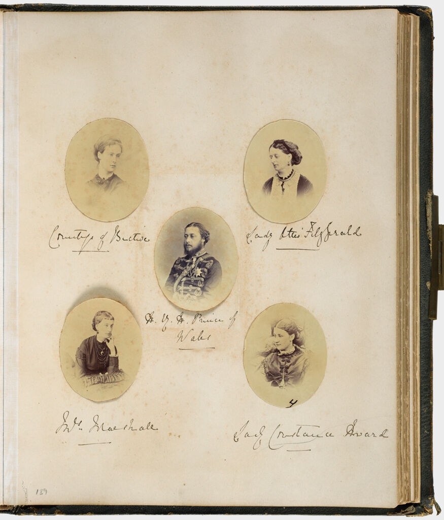 Untitled (5 Photographs, Trimmed To Oval, Clockwise From Left, Countess Of Bective; Lady Otis Fitzgerald; Lady Constance Howard; Mrs. Marshall; Center, H.r.h. The Prince Of Wales; Verso:  Princess Alexandra; 9 Photographs Of Unidentified Children)