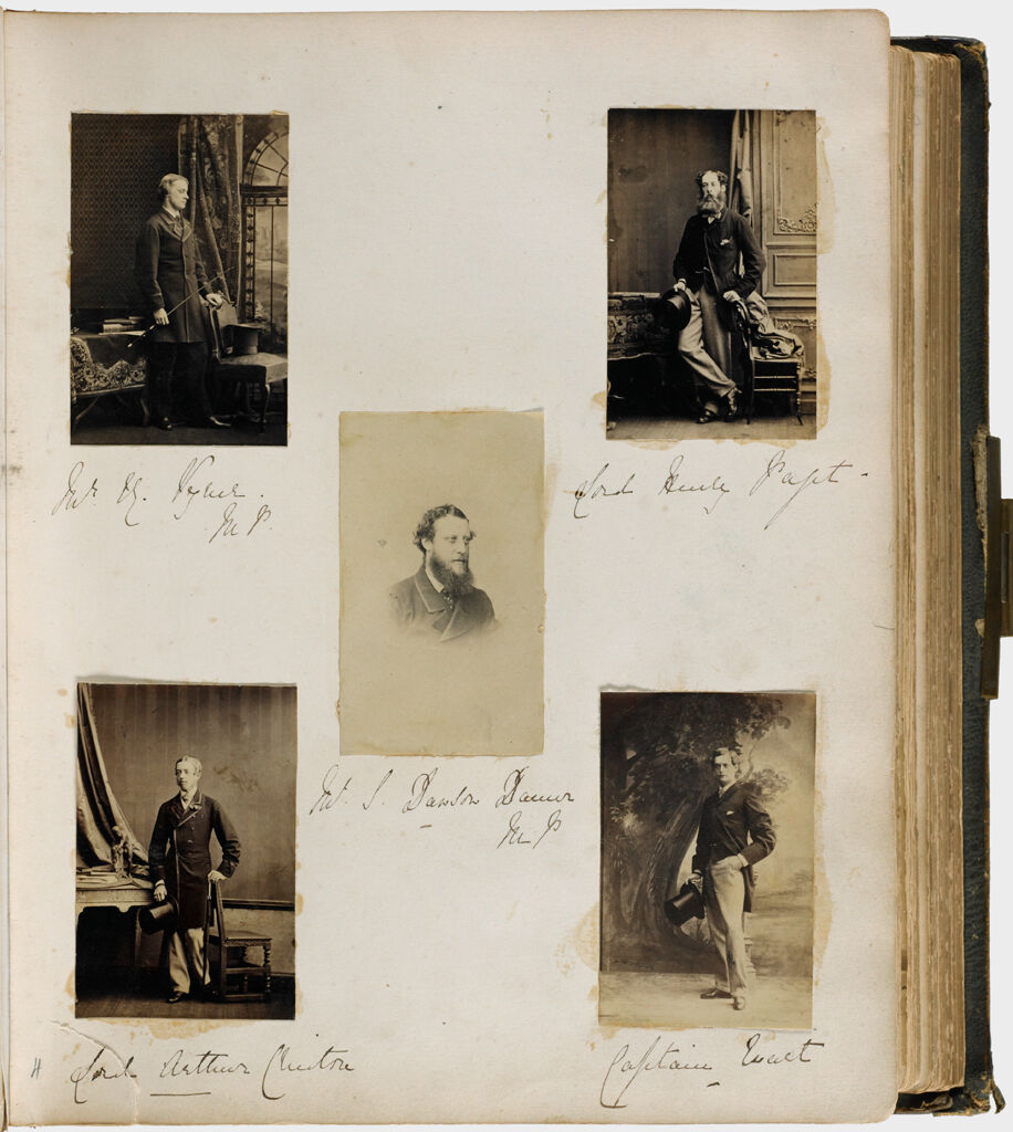 Untitled (Five Photographs, Clockwise From Upper Left, Full Length Of Man Standing Holding Crop Or Whip(?) In Right Hand, Left Hand On Back Of Chair With Hat On Seat Of Chair; Lord Henry Paget; Captain Ewart; Center, Mr. L. Dawson Damer)