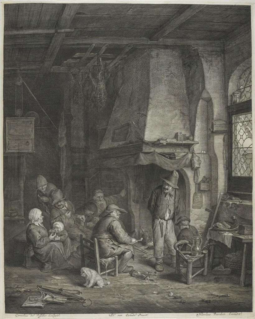 Interior With A Company At A Fire-Place In An Inn