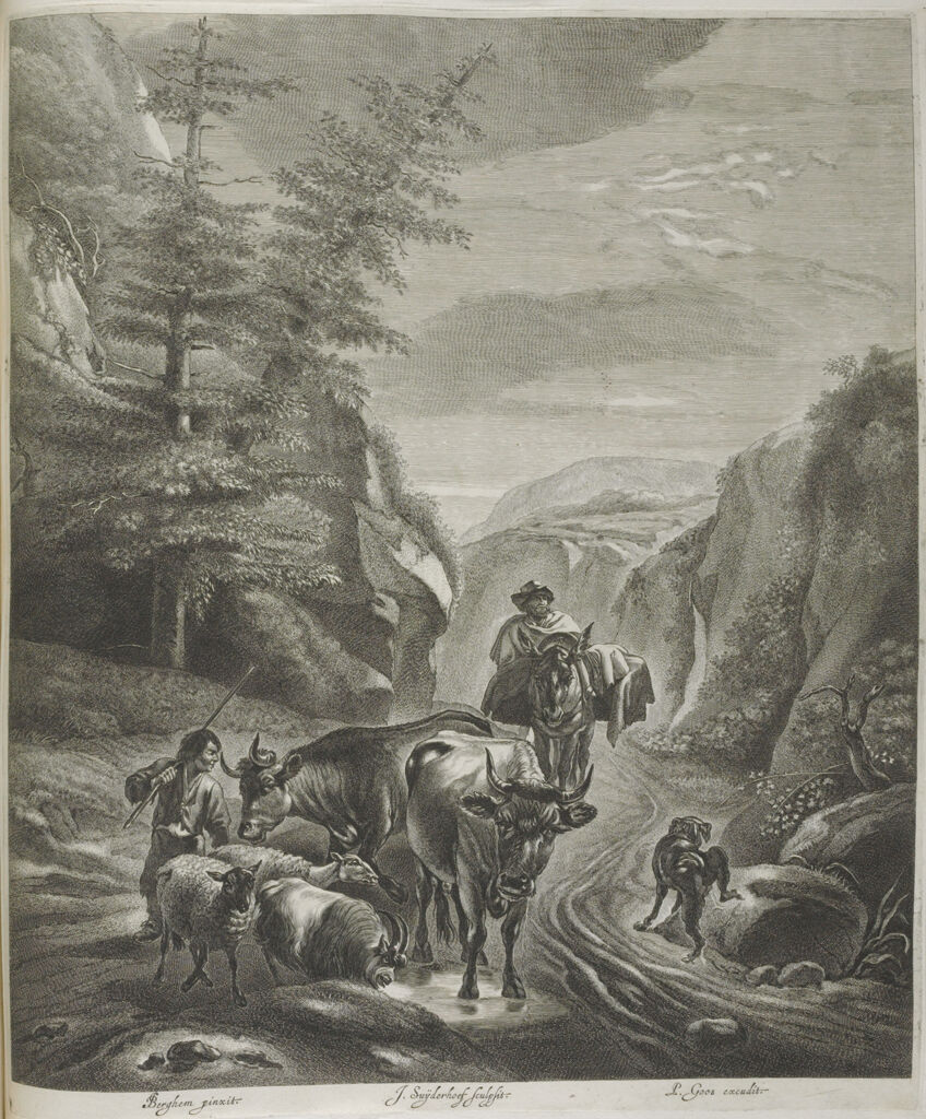 Shepherds With Cows And Sheep On Path In Mountains