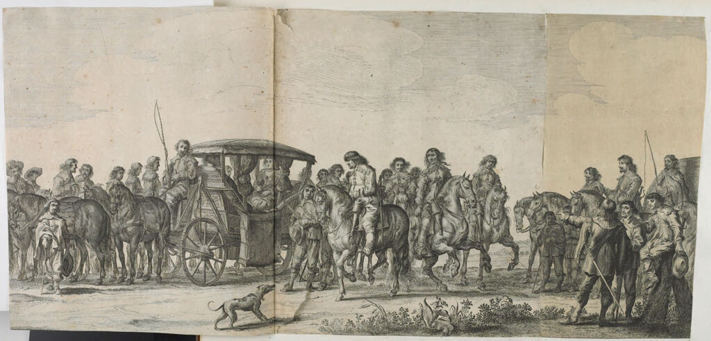 Marie De Medici In Her Carriage, Surrounded By Courtiers