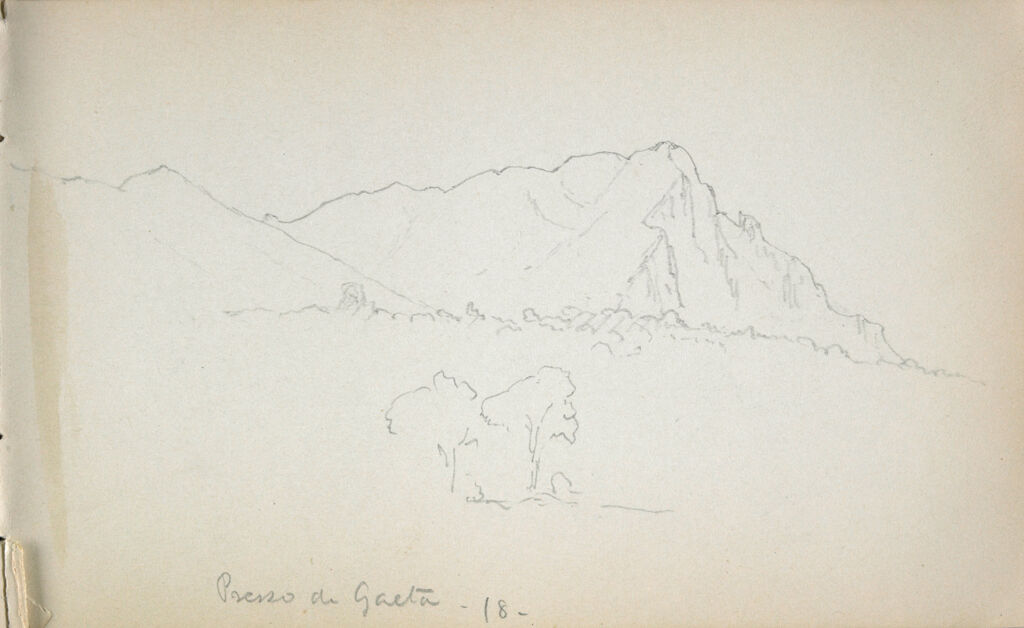Mountain Landscape Near Gaeta, Italy; Verso: Standing Figure With Sword