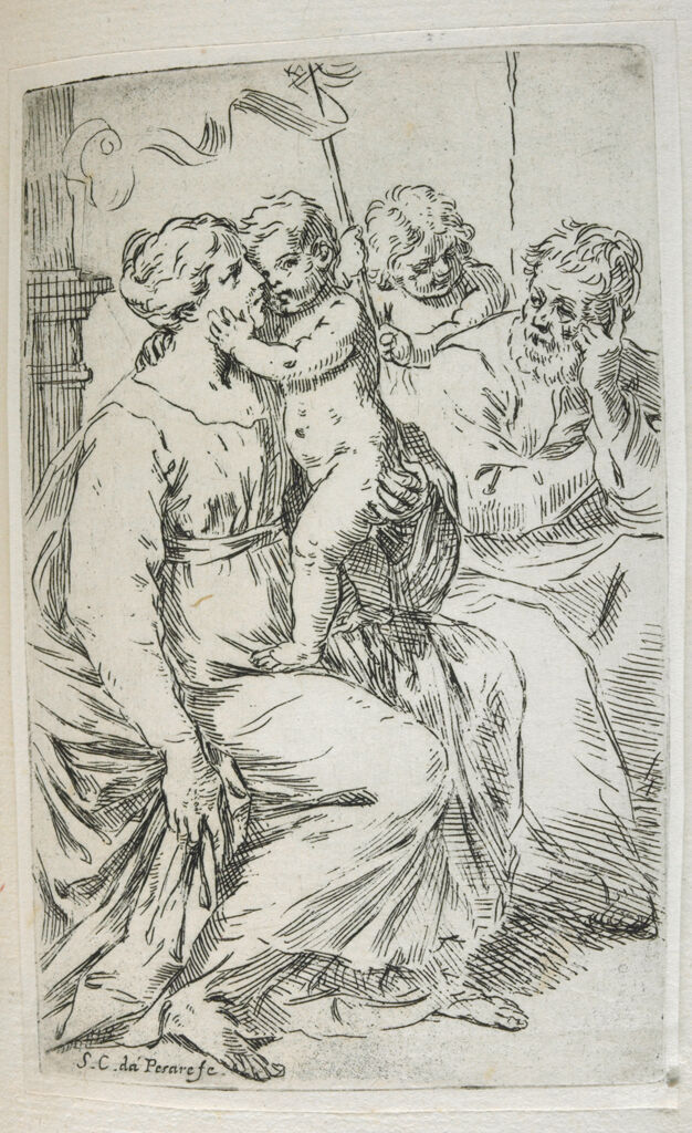 The Holy Family With Saint John The Baptist Holding A Staff