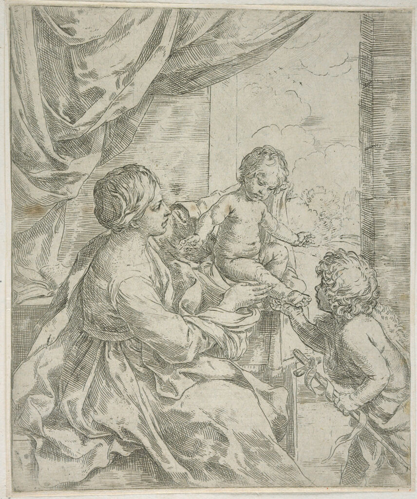 Madonna And Child At A Table With Saint John The Baptist