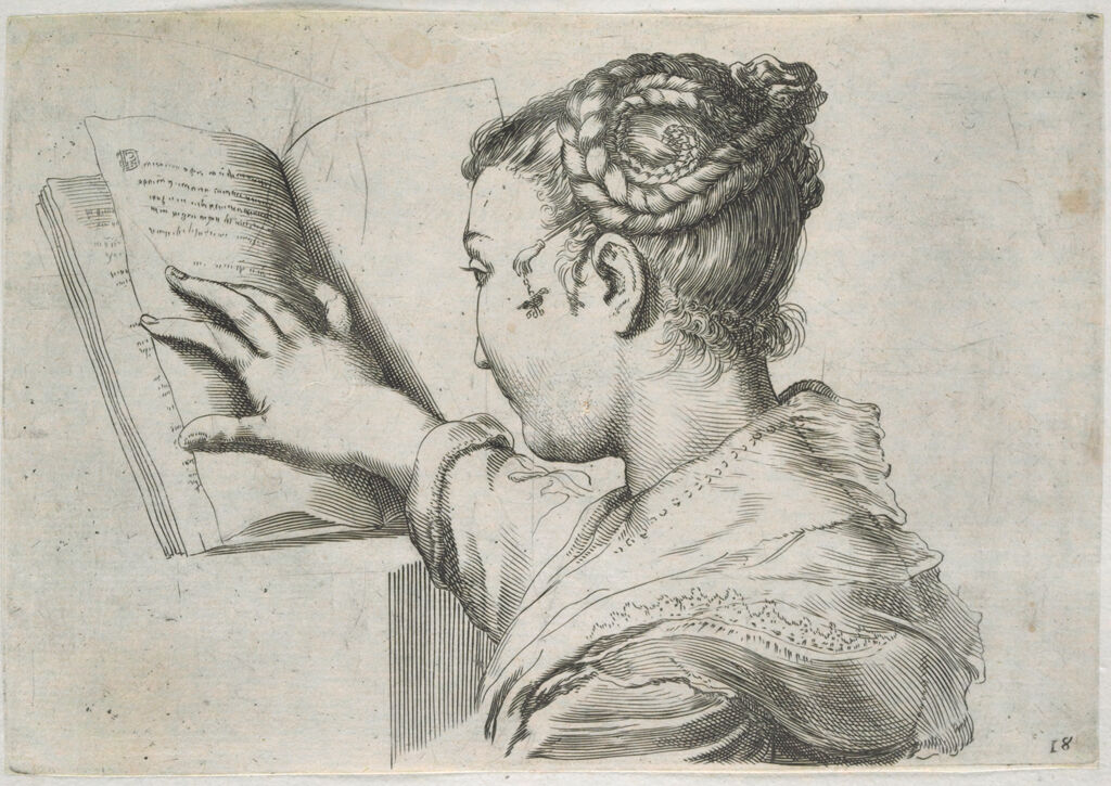 Bust Of A Young Woman Holding An Open Book