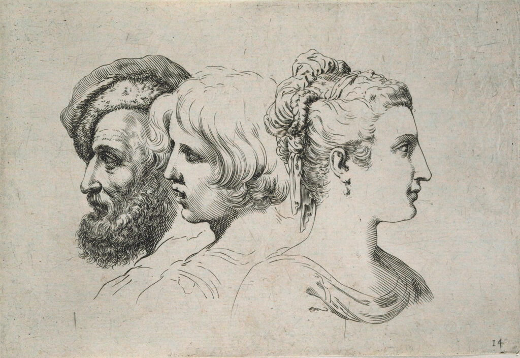 The Bust Of An Old Man, A Boy, And A Young Woman