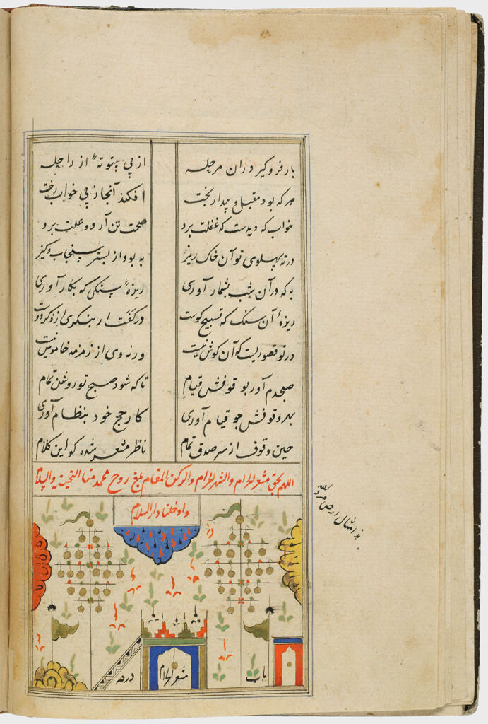 Text (Recto), Muzdalifa And Al-Mash`ar Al-Haram (Painting With Text, Verso), Folio 29 From A Manuscript Of A Majmu`a Of Persian Texts.