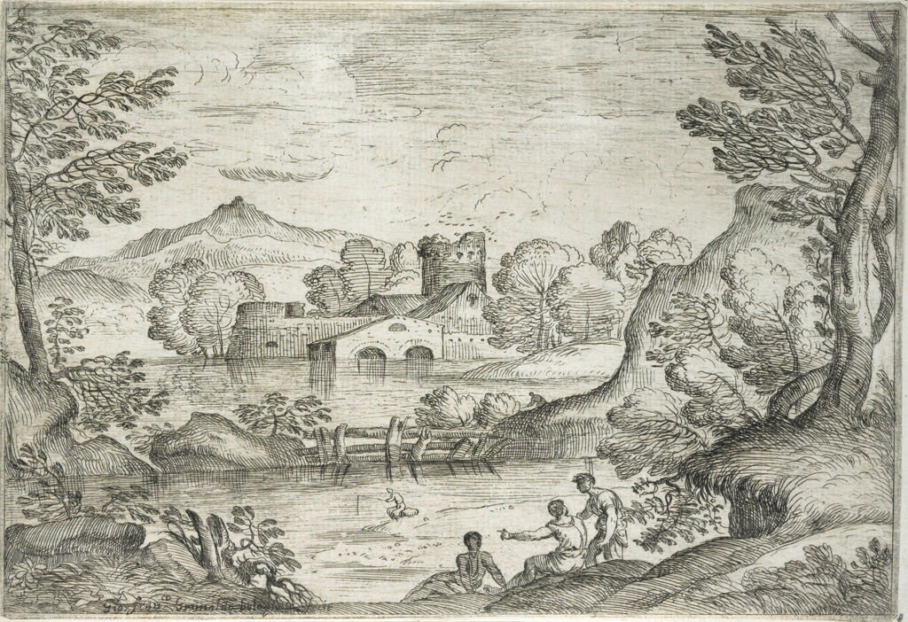 Landscape With A Man Standing Near Two Seated Men