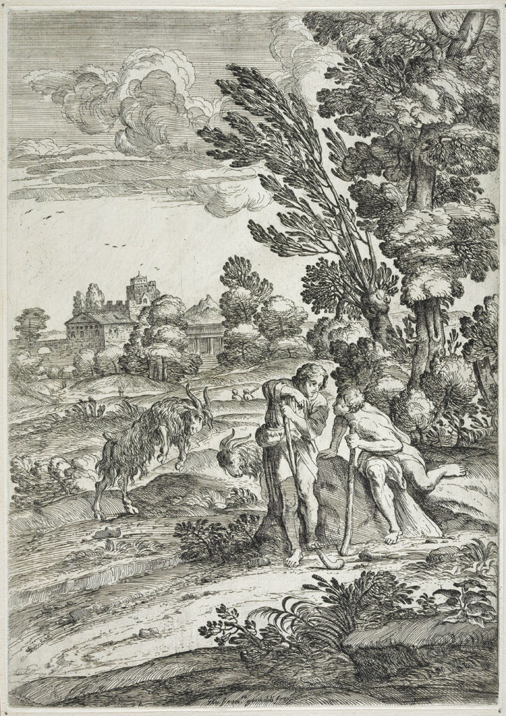 Landscape With Two Fighting Goats