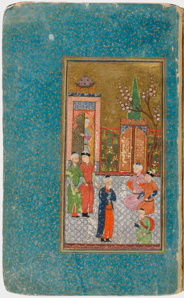 Sufi Instruction, Frontispiece (Painting, Recto), Preface To The Bustan (Verso), Illustrated Folio (2) From A Partial Manuscript Of The Bustan Of Sa`di